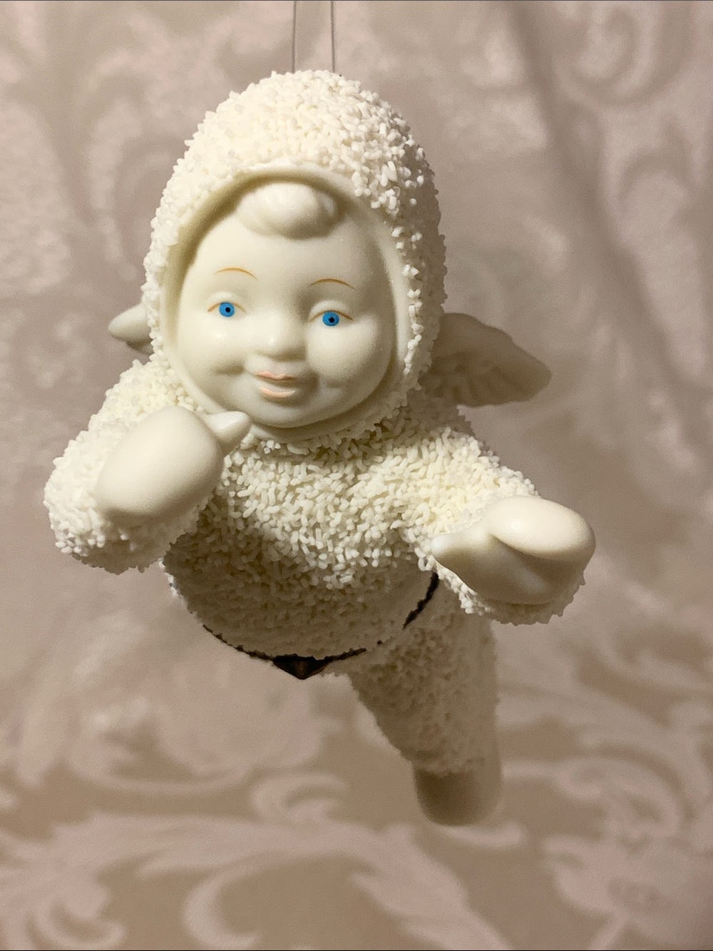Snow Babies Angel Fairy  Ornament Trinket Box with Textured Flock Finish